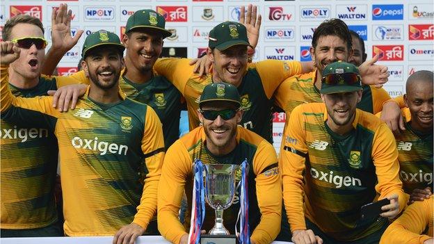 South Africa with the Twenty20 series trophy