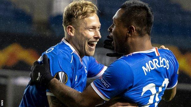 Rangers' Scott Arfield and Alfredo Morelos