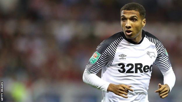 Jayden Mitchell-Lawson in action for Derby County