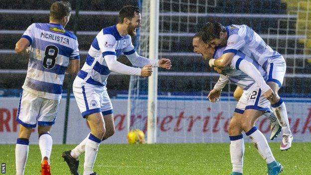 Morton's Michael Tidser celebrates his goal