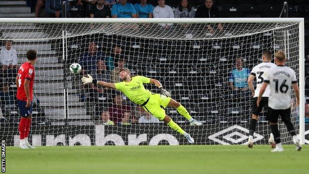 The opening goal going in for Derby County against West Brom