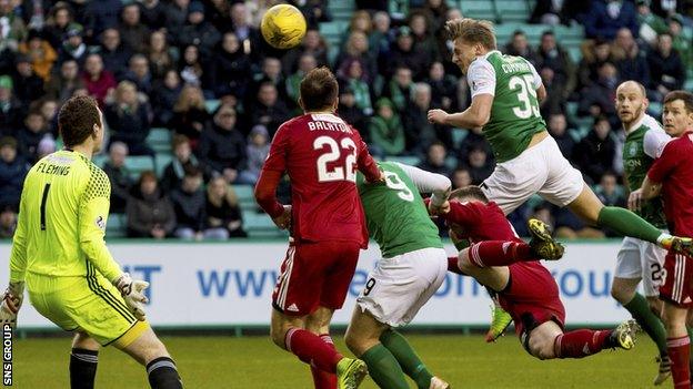 Jason Cummings headed the Hibs equaliser on 74 minutes