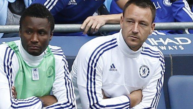 John Terry on the Chelsea substitutes bench