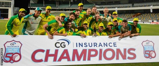 Australia with the ODI series trophy