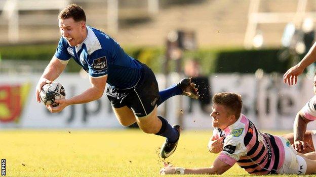 Cardiff's Gareth Anscombe tackles Leinster's Rory O'Loughlin