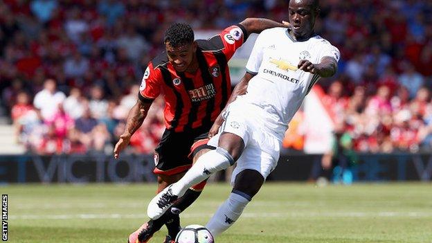 Eric Bailly in action for Manchester United against Bournemouth