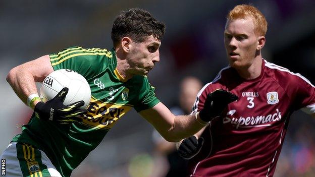 Kerry's Paul Geaney attempts to get past Galway's Declan Kyne