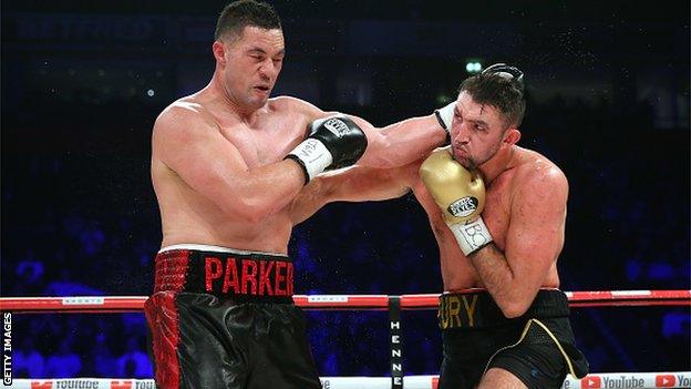 Parker (left) retained his WBO World Heavyweight title and remained unbeaten with a win over Fury by majority decision at Manchester Arena last September