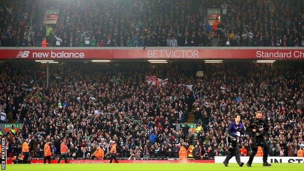 Plymouth Argyle fans at Liverpool