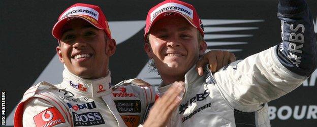 Hamilton and Rosberg at the 2008 Australian Grand Prix