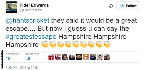 Fidel Edwards tweet