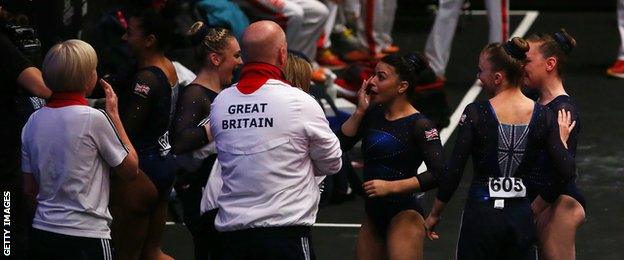 Tears from the GB women as their vault scores earn a bronze medal