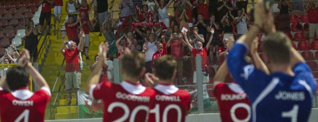 Newtown players celebrate in Valletta