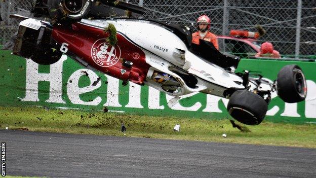 Marcus Ericsson's Sauber has huge crash in Italian GP second practice