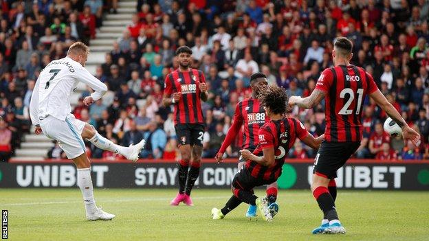 Andriy Yarmolenko scores against Bournemouth