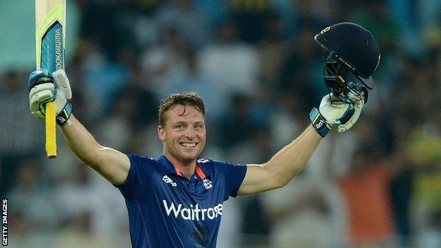 Jos Buttler celebrates his century