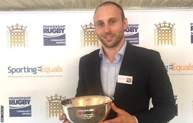 Chris Pennell, winner of the Premiership Community Player of the Year award.