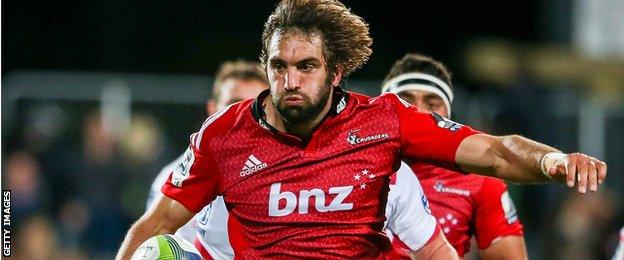 Sam Whitelock carries for the Crusaders