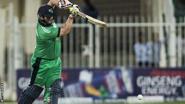 Paul Stirling plays a shot on his way to a superb 101 against Afghanistan in the final ODI on Sunday