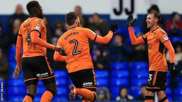 Matt Doherty celebrates his opening goal for Wolves