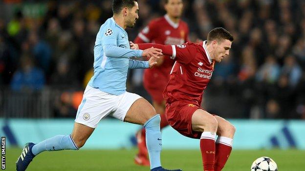 Liverpool defender Andrew Robertson (right)