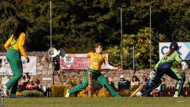 South Africa attempt a run out in Monday's game at Pembroke