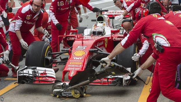 Sebastian Vettel pits during the Canadian Grand Prix