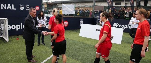 A-Town Ladies received their medals after winning the Adult Females final of the 2016 FA People's Cup