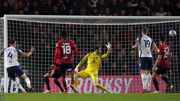 Ben Whiteman puts Preston ahead at Bournemouth