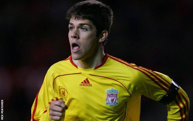 Ryan Flynn playing for Liverpool youths in 2007