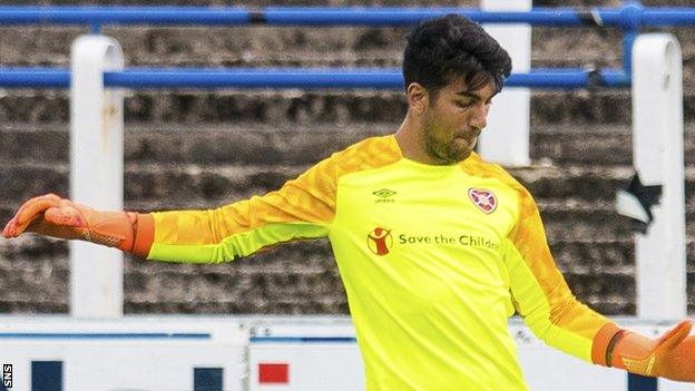 Kevin Silva in action for Hearts