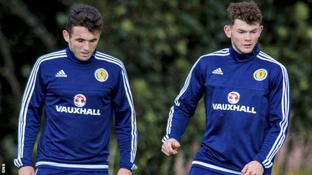 John McGinn and Oliver Burke train with Scotland in Malta