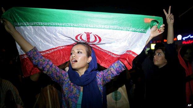 Woman with Iranian flag