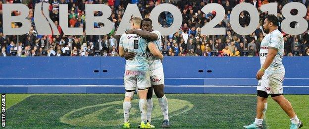 Racing 92 players are deflated after their European Champions Cup loss to Leinster