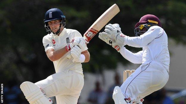 England captain Joe Root plays a shot during a warm-up game against a Cricket West Indies President's XI