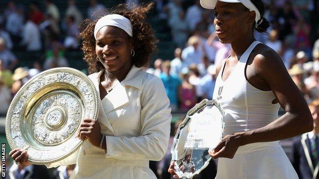 Serena and Venus Williams in the 2009 Wimbledon final