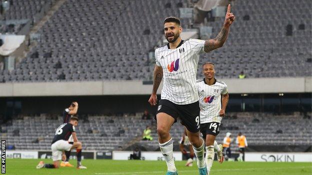 Aleksandr Mitrovic celebrates scoring for Fulham