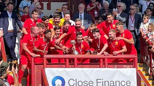 Jersey captain James Queree lifts the Muratti Vase