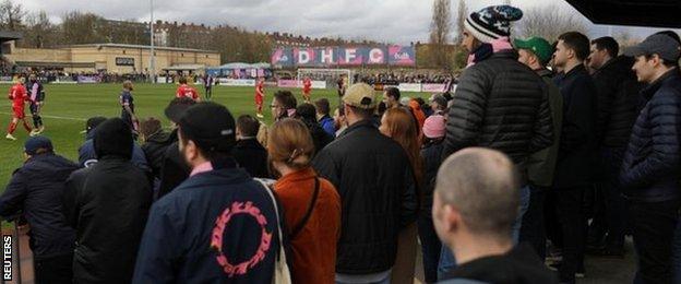 Fans watch Dulwich Hamlet