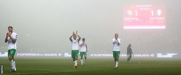 Republic players applaud their fans after Friday's first leg