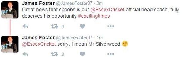 Essex skipper James Foster on Twitter