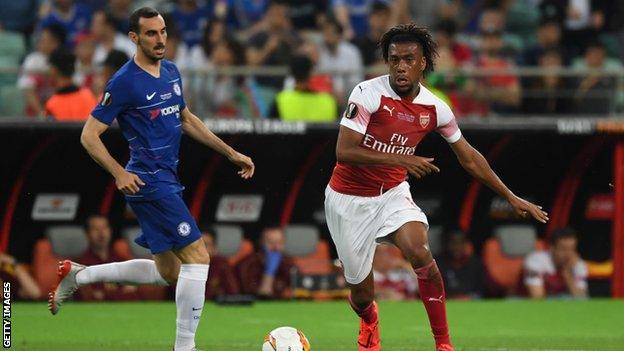 Alex Iwobi in action during the Europa League final