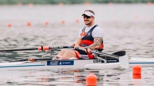 Benjamin Pritchard rowing in Poznan, Poland