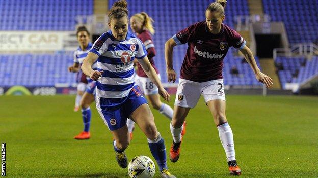 Reading Women v West Ham United women in WSL at Madejski Stadium