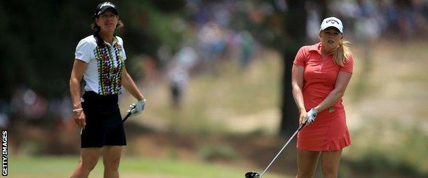 Stephanie Meadow with Juli Inkster during the final round of the 2014 US Women's Open at Pinehurst