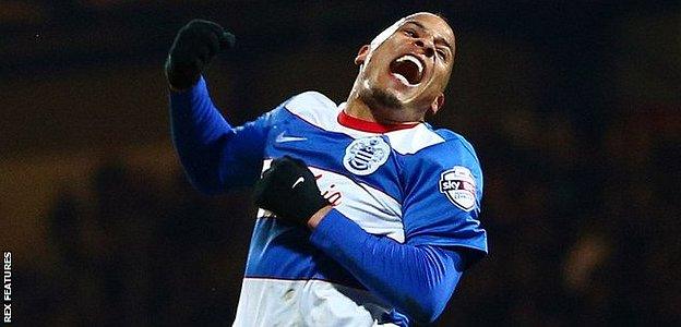 Tjaronn Chery celebrates his first-half goal against Derby