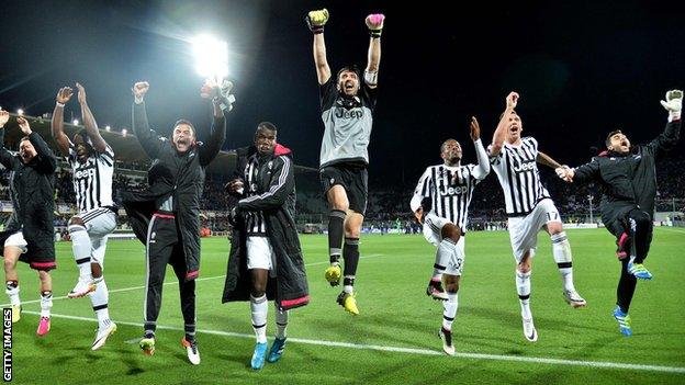 Juventus players celebrate