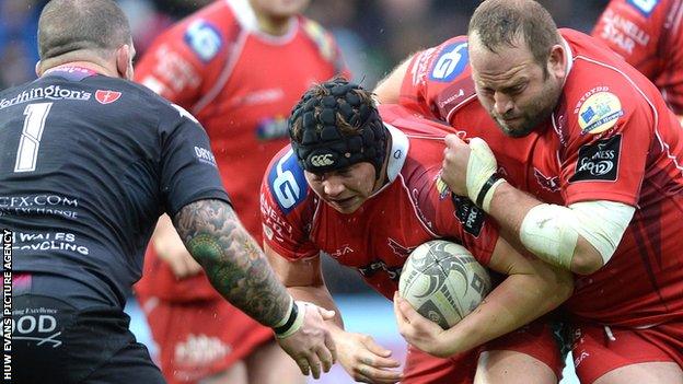 James Davies in action for Scarlets