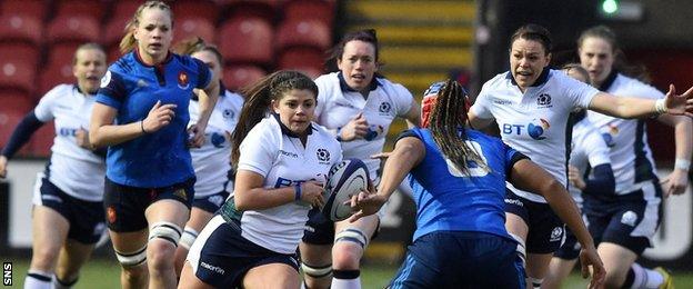 Scotland Women in action against France