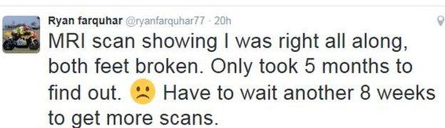 Ryan Farquhar tweet news following his latest scans